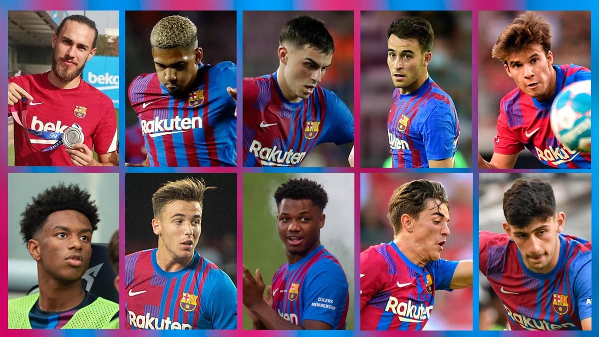 Mingueza, Araujo, Pedri, Eric García, Riqui Puig, Balde, Nico, Ansu Fati, Gavi y Demir. Mingueza, Araujo, Pedri, Eric García, Riqui Puig, Balde, Nico, Ansu Fati, Gavi y Demir.