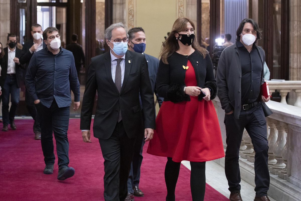 El ’expresident’, Quim Torra y la presidenta del Parlament, Laura Borràs. El ’expresident’, Quim Torra y la presidenta del Parlament, Laura Borràs.