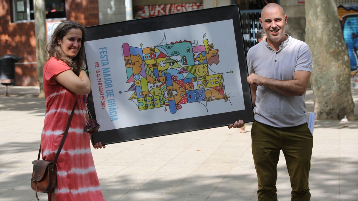 El concejal de Gràcia, Eloi Badia, y la presidenta de la Fundació Festa Major de Gràcia, Carla Carbonell, muestran el cartel de este año. El concejal de Gràcia, Eloi Badia, y la presidenta de la Fundació Festa Major de Gràcia, Carla Carbonell, muestran el cartel de este año.