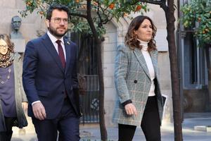 El ’president’ de la Generalitat, Pere Aragonès, y la ’consellera’ de Presidència, Laura Vilagrà, este martes
