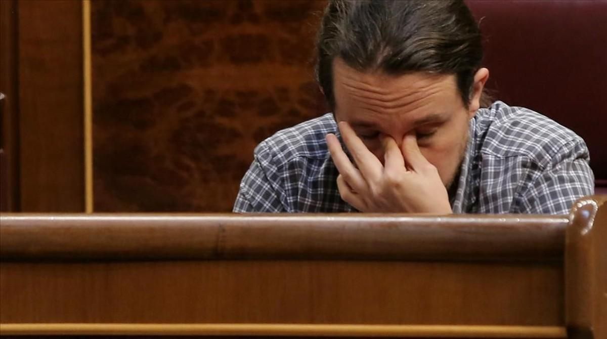 Pablo Iglesias este miércoles en su escaño del Congreso. Pablo Iglesias este miércoles en su escaño del Congreso.