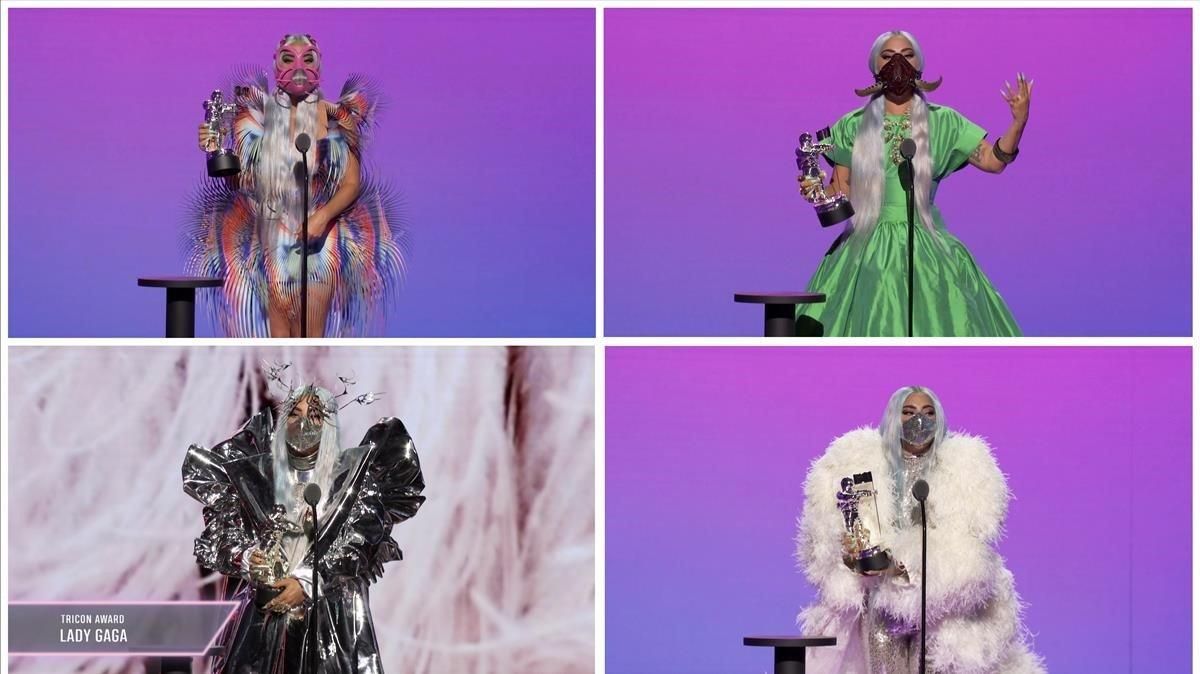 Lady Gaga, con cuatro galardones y cuatro mascarillas, en los MTV VMAs Lady Gaga, con cuatro galardones y cuatro mascarillas, en los MTV VMAs