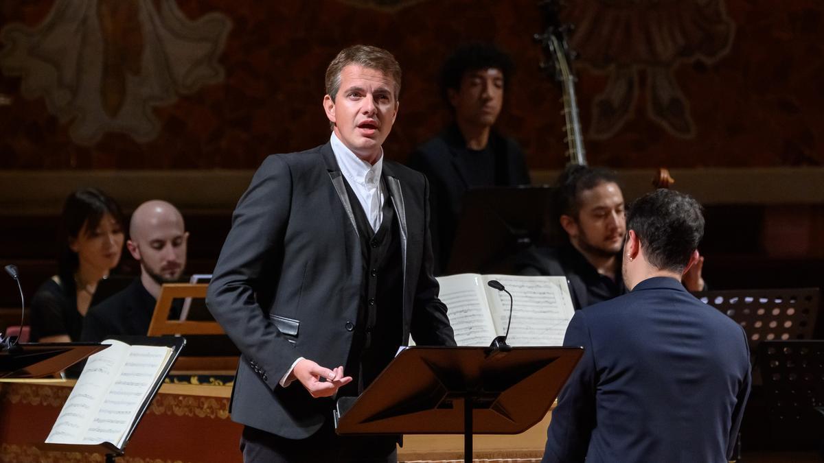 El contratenor Philippe Jaroussky en un momento de ’Radamisto’, ópera de Händel que interpretó en el Palau de la Música con Il Pomo d’Oro.
