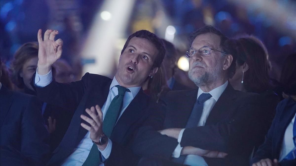 Pablo Casado y Mariano Rajoy, en enero, durante la convención del PP. Pablo Casado y Mariano Rajoy, en enero, durante la convención del PP.