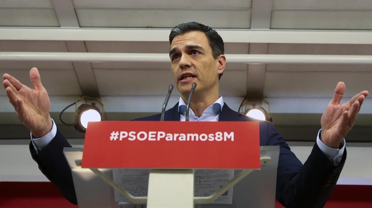 El secretario general del PSOE, Pedro Sánchez, el pasado marzo, en la sede del PSOE. El secretario general del PSOE, Pedro Sánchez, el pasado marzo, en la sede del PSOE.