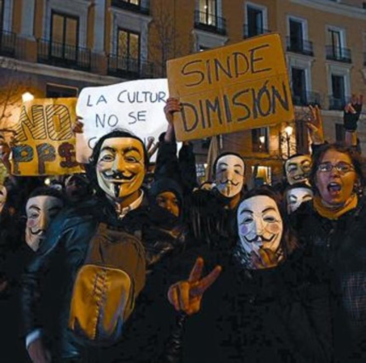 Protestas contra la ’ley Sinde’ en Madrid, el pasado febrero.