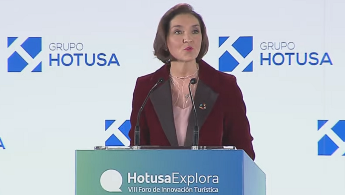 La ministra Reyes Maroto en el foro Hotusa Explora. La ministra Reyes Maroto en el foro Hotusa Explora.