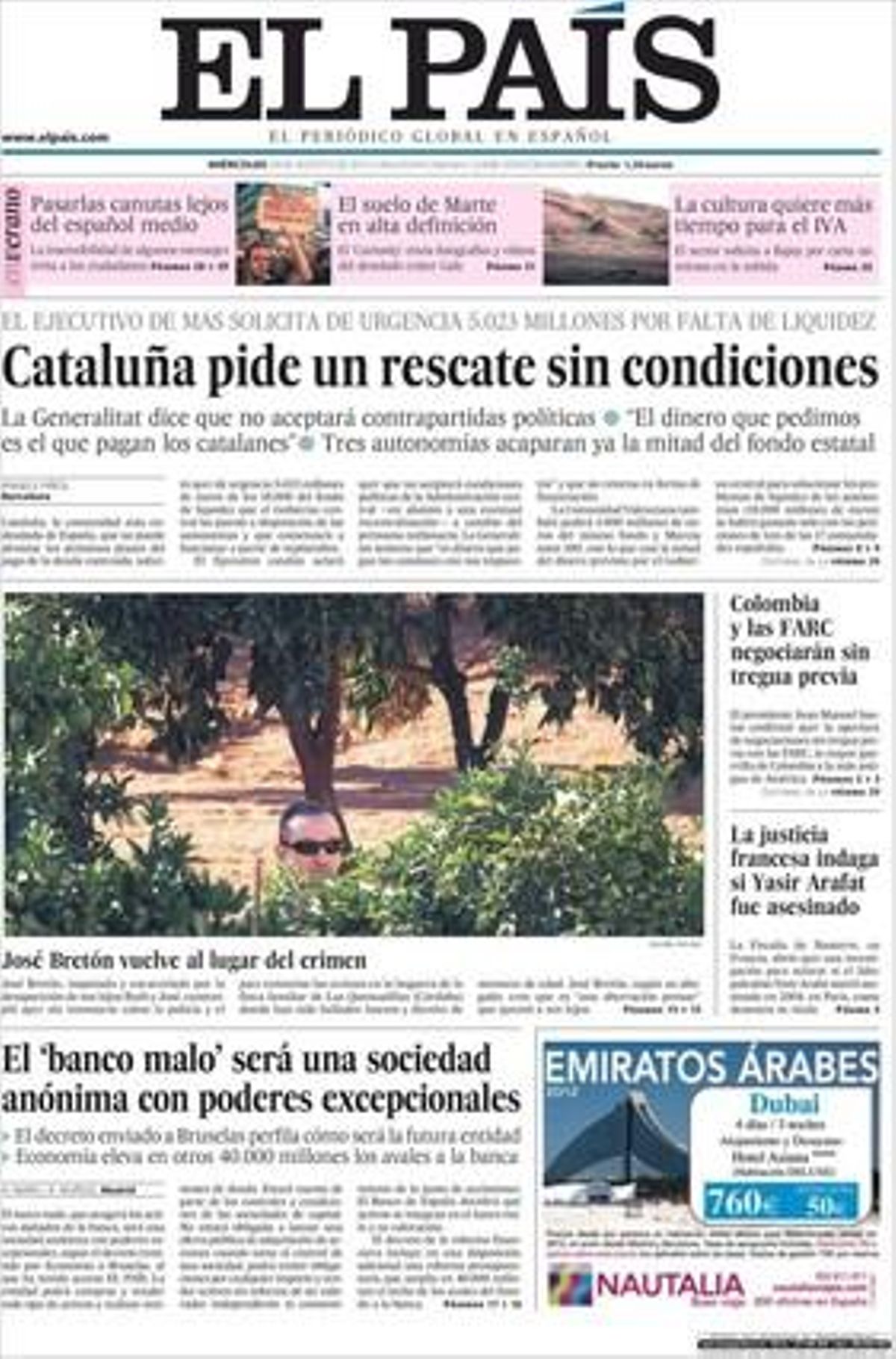 Portada de ’El País’. Portada de ’El País’.
