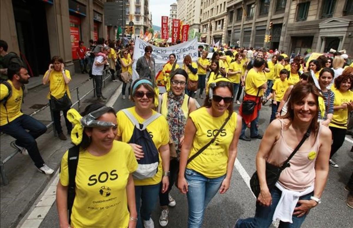 Manifestación de docentes en contra de los recortes en mayo del 2013. Manifestación de docentes en contra de los recortes en mayo del 2013.