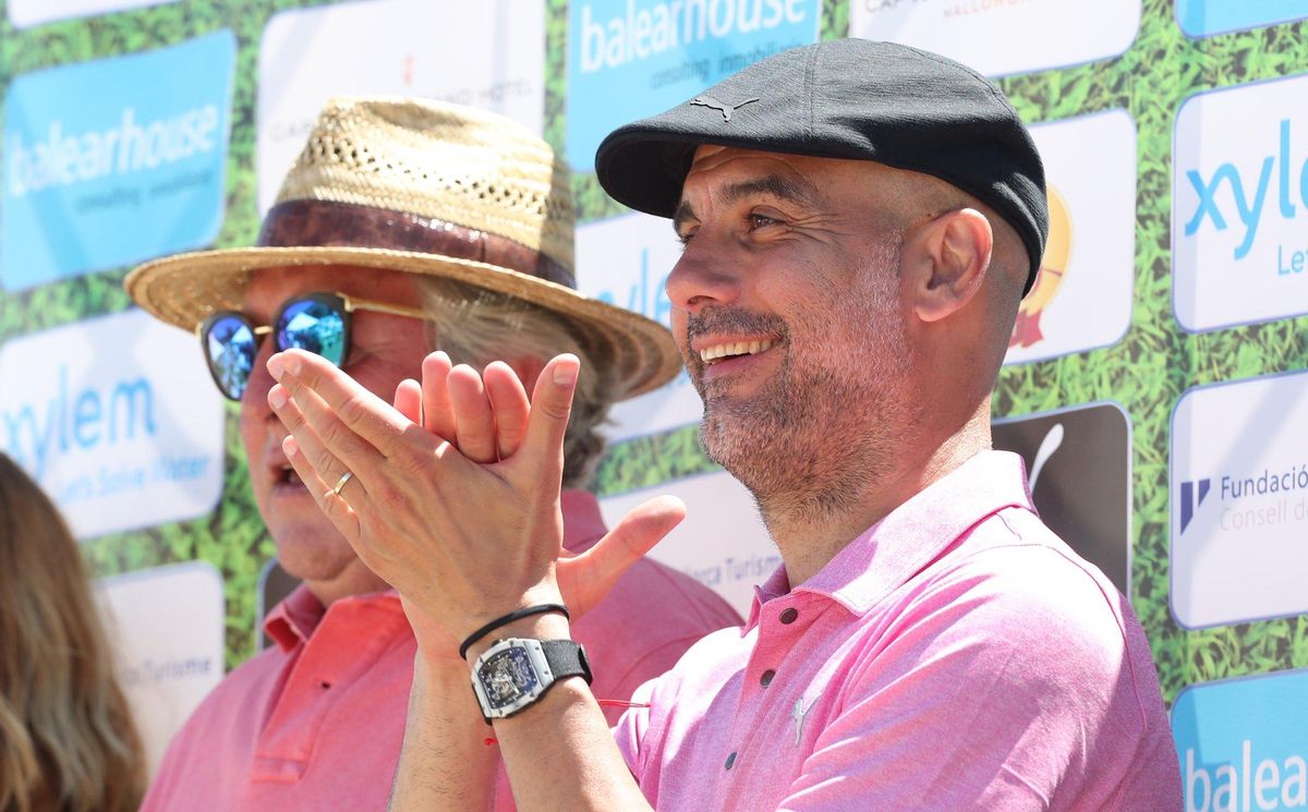 Guardiola, en la presentación del torneo de golf que se celebra en el club de Pula (Mallorca). Guardiola, en la presentación del torneo de golf que se celebra en el club de Pula (Mallorca).