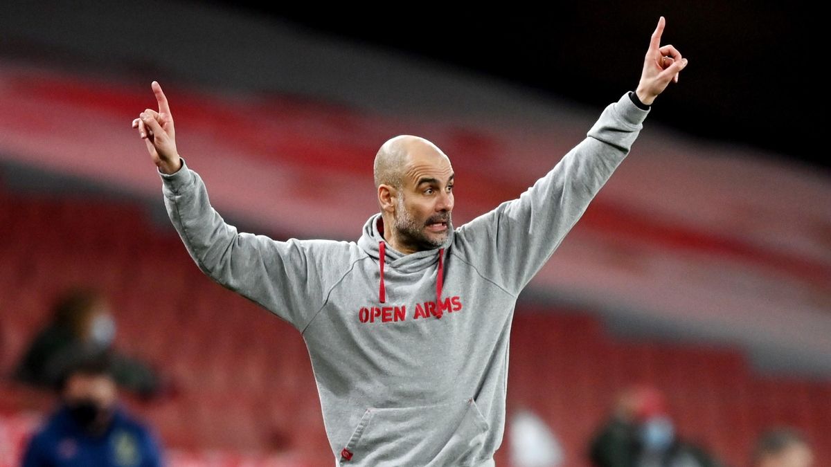 Guardiola, en el partido del City contra el Arsenal. Guardiola, en el partido del City contra el Arsenal.