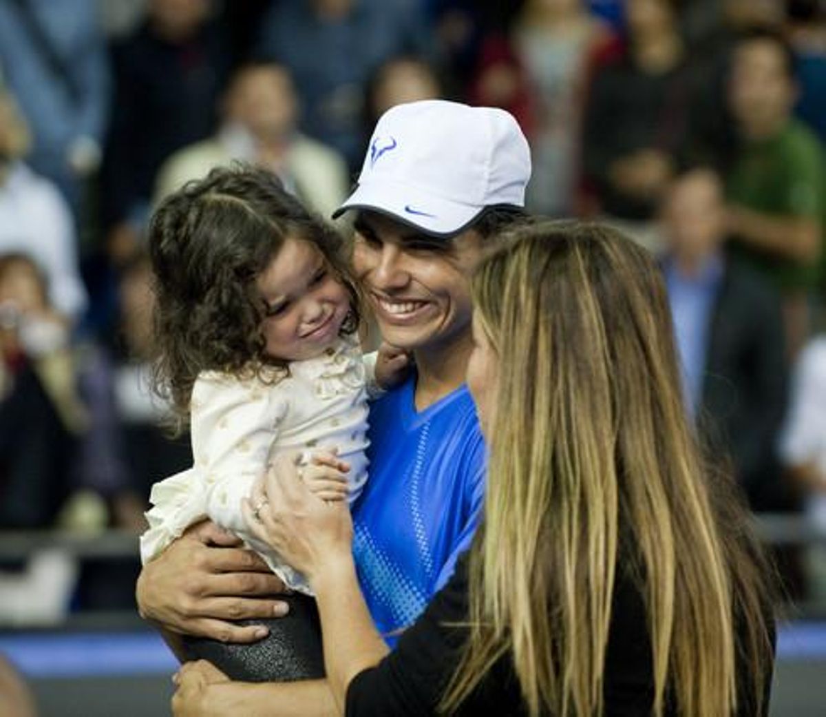 Arantxa Sánchez Vicario con su hija y Rafa Nadal, en el homenaje a Andrés Gimeno. Arantxa Sánchez Vicario con su hija y Rafa Nadal, en el homenaje a Andrés Gimeno.