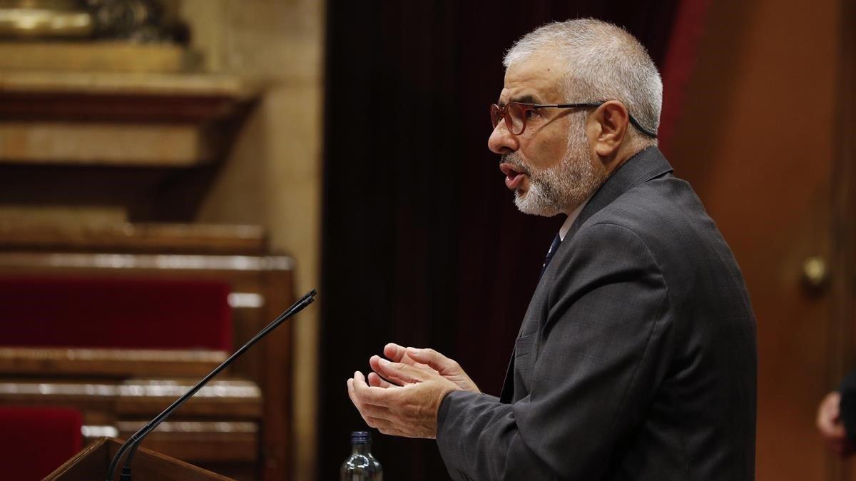 El jefe de la oposición y líder de Cs, Carlos Carrizosa, en el Parlament.