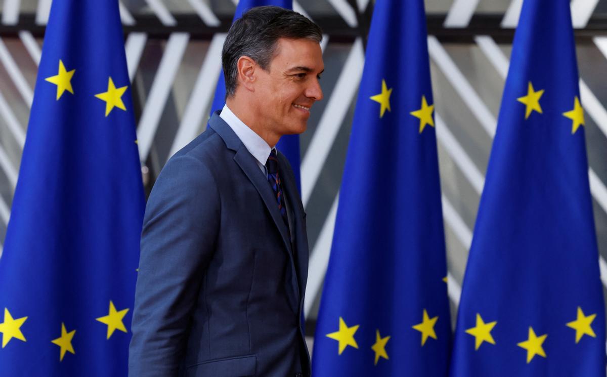 El presidente del Gobierno, Pedro Sánchez, llega a una cumbre de la UE en Bruselas.