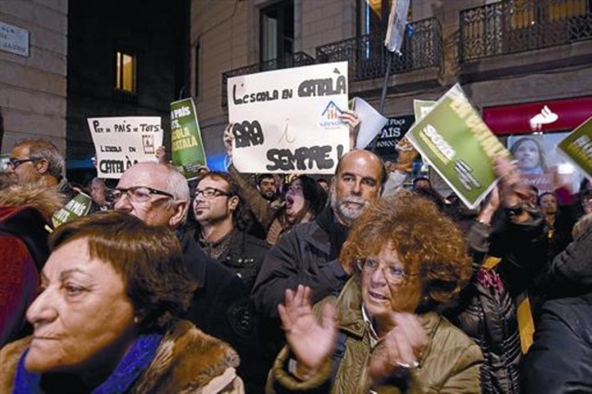 Manifestación de las escuelas catalanas en defensa del sistema de inmersión, en Barcelona, en 2012.