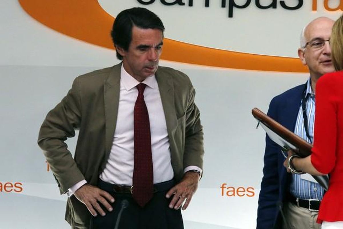 Aznar, durante la inauguración del campus de la FAES, el pasado mes de julio en Guadarrama (Madrid). Aznar, durante la inauguración del campus de la FAES, el pasado mes de julio en Guadarrama (Madrid).
