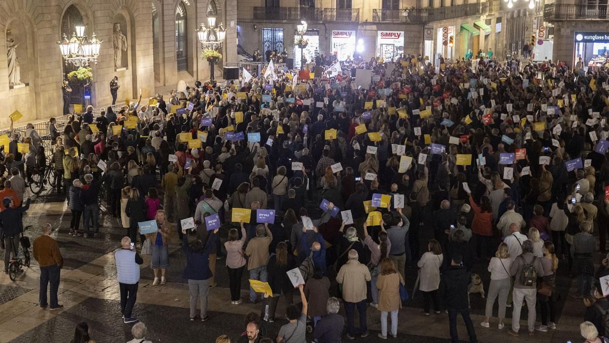 Una protesta heterogènia contra Colau reuneix 1.200 persones a Sant Jaume Una protesta heterogènia contra Colau reuneix 1.200 persones a Sant Jaume