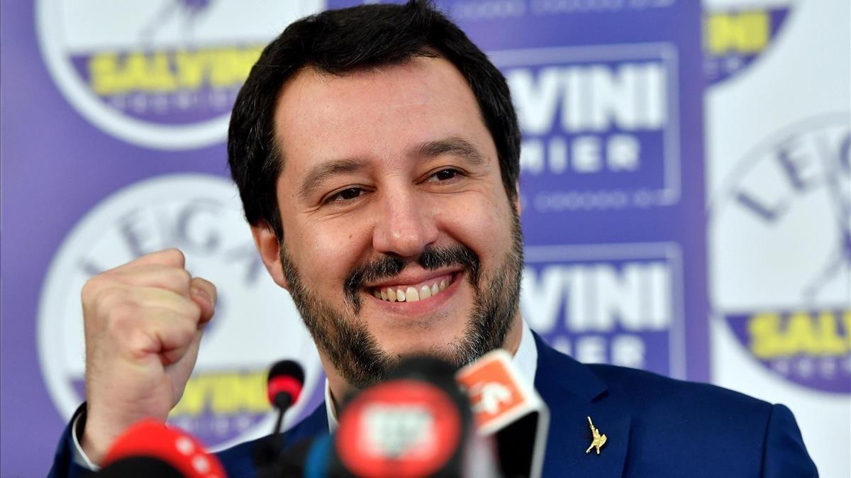 Matteo Salvini, en una rueda de prensa en Milán al día siguiente de las elecciones.