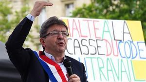 El candidato de Francia Insumisa, Jean Luc Melenchon en un mítin. 