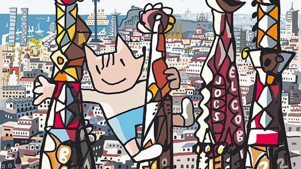 Detalle de la portada de Mariscal para el especial de ’Mas Periódico’ dedicado al 25º aniversario de los Juegos de Barcelona-92.