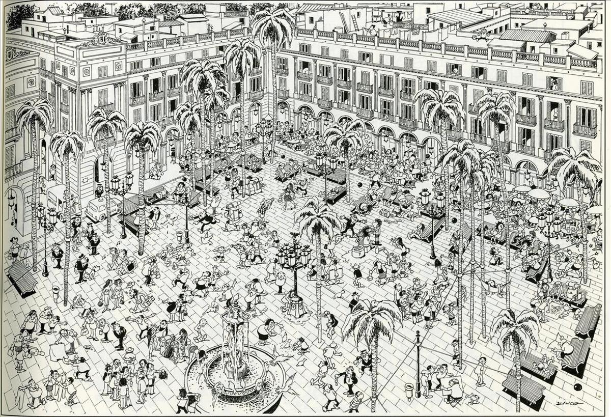 La plaza Reial, en ’Barcelona, de Blanco’. 