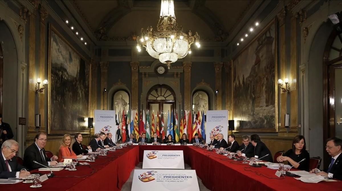 Reunión de la VI Conferencia de Presidentes Autonómicos en el Senado, en enero del 2017.