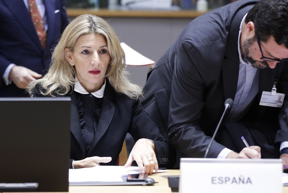 La ministra de Trabajo, Yolanda Díaz, en el Consejo de Ministros de Empleo celebrado en Bruselas. La ministra de Trabajo, Yolanda Díaz, en el Consejo de Ministros de Empleo celebrado en Bruselas.
