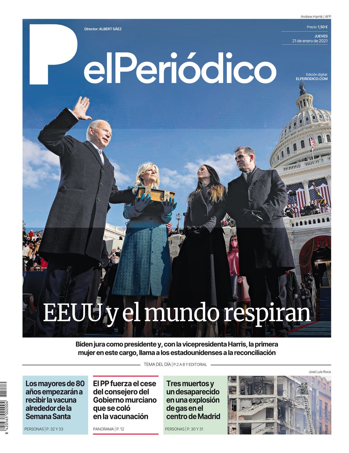 La portada d’EL PERIÓDICO del 21 de gener del 2021 La portada d’EL PERIÓDICO del 21 de gener del 2021