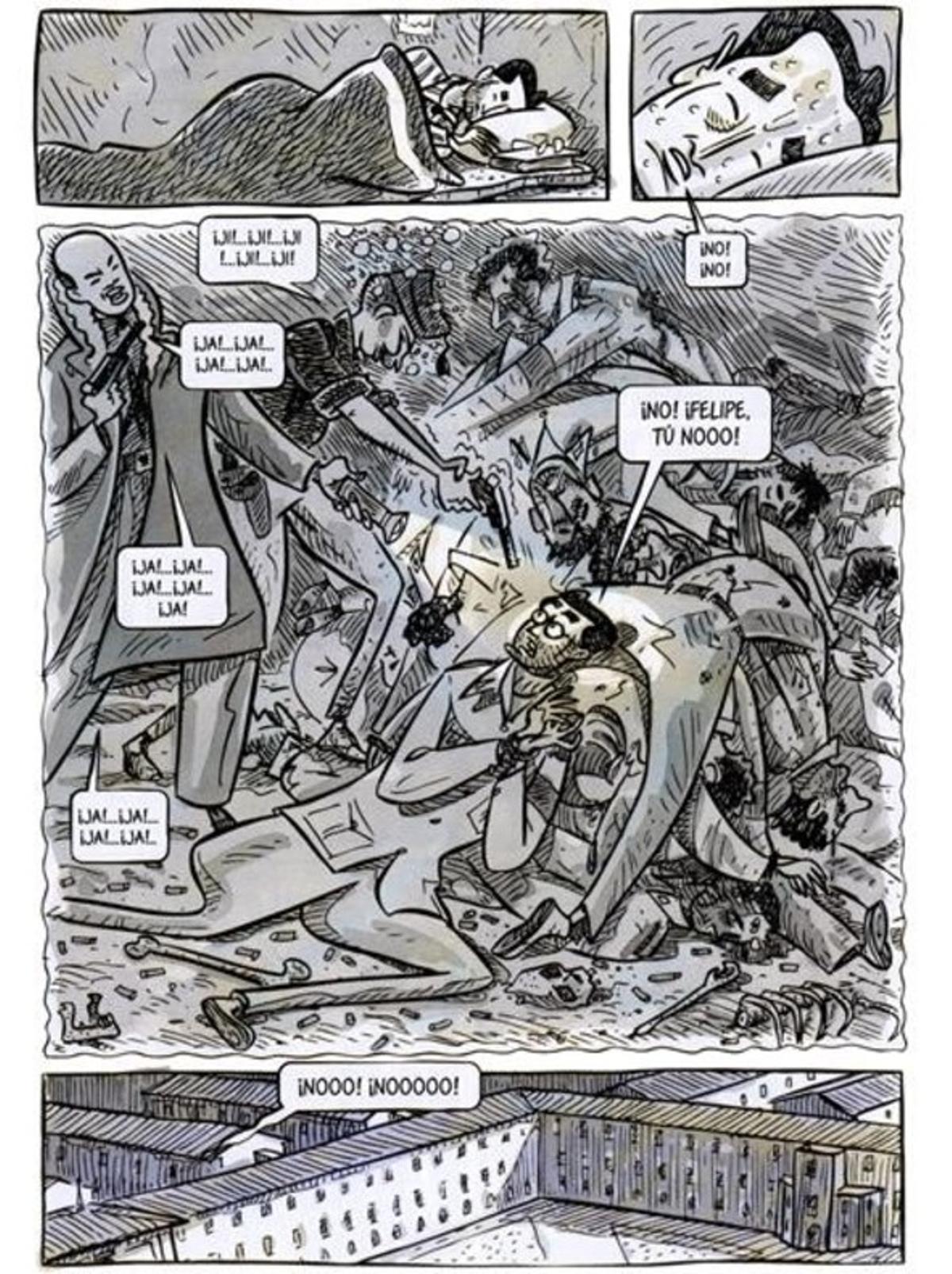 Página de ’Dr. Uriel’, el cómic de Sento sobre la experiencia de su suegro médico durante la guerra civil. 