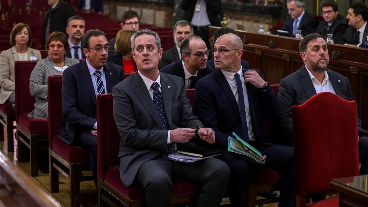 Los políticos y líderes independentistas, durante el juicio por el ’1-O’. Los políticos y líderes independentistas, durante el juicio por el ’1-O’.