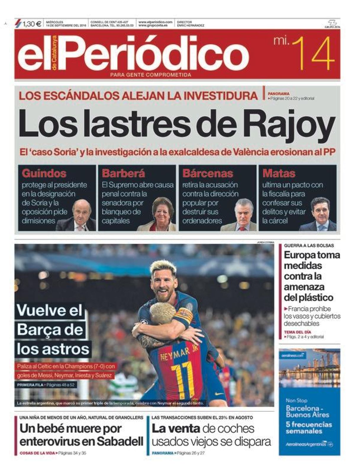 Solo Marhuenda no pide la cabeza de Barberá; el quiosco ve a Rajoy lastrado por la corrupción Solo Marhuenda no pide la cabeza de Barberá; el quiosco ve a Rajoy lastrado por la corrupción