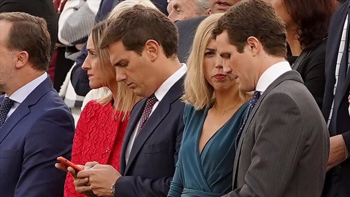Pablo Casado y Albert Rivera, en el último desfile del 12-O Pablo Casado y Albert Rivera, en el último desfile del 12-O