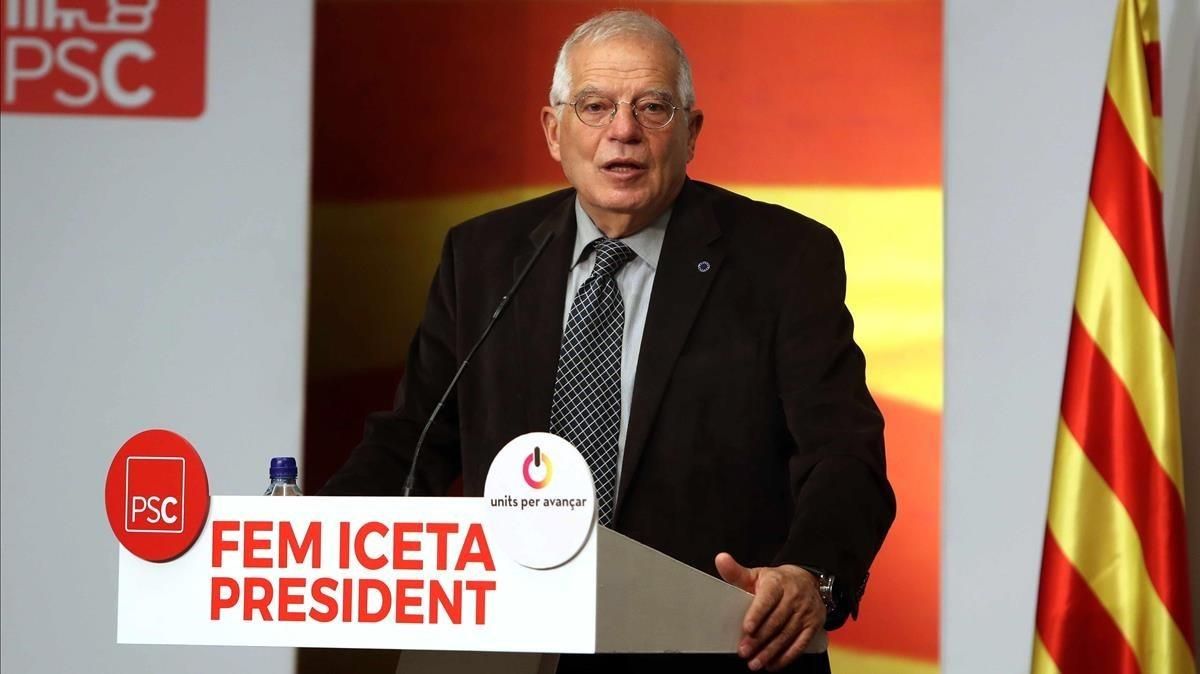 Josep Borrell, en un acto de campaña del PSC. Josep Borrell, en un acto de campaña del PSC.