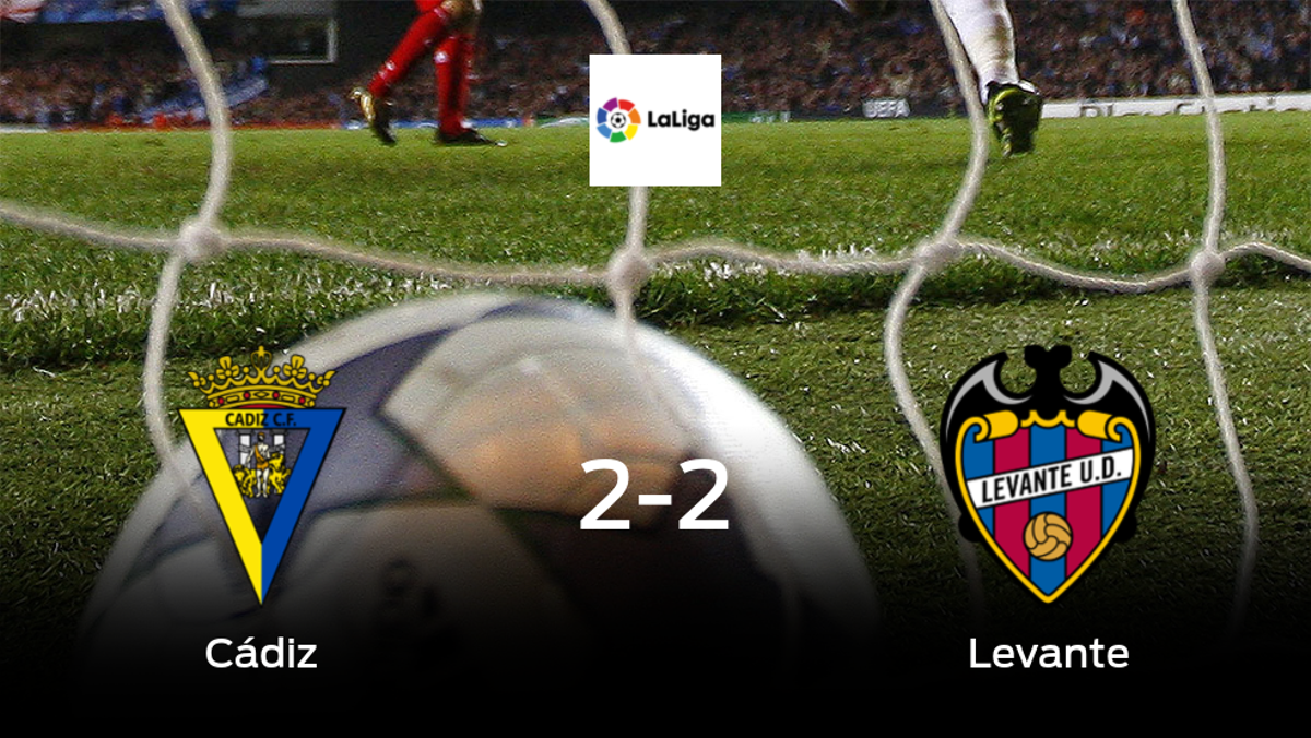 Empate a dos entre el Cádiz y el Levante Empate a dos entre el Cádiz y el Levante