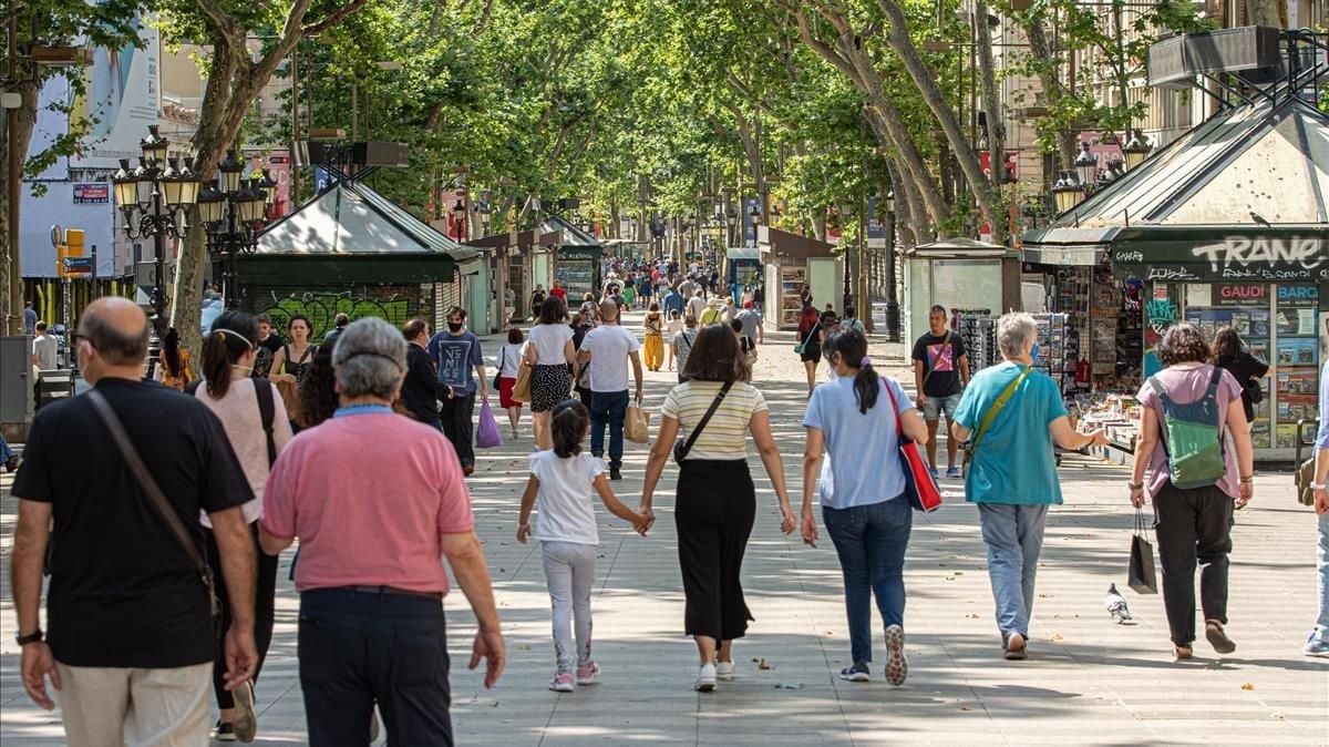 Ambiente en la Rambla de Barcelona. Ambiente en la Rambla de Barcelona.