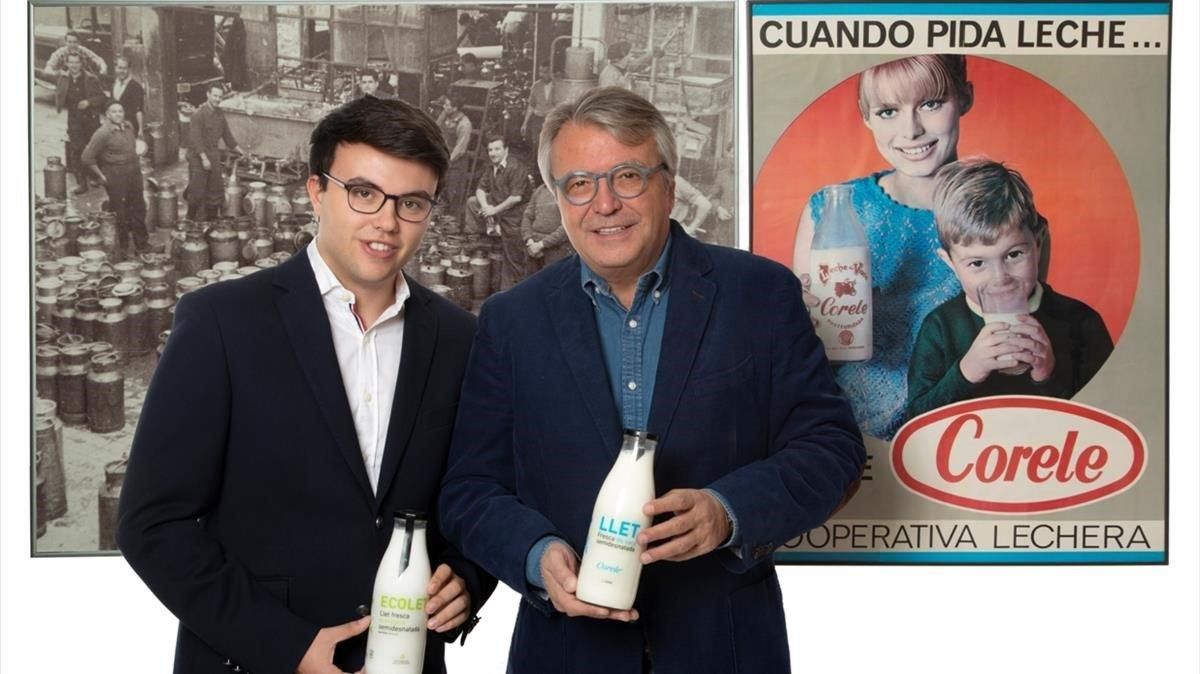 Alfons Subirana, padre e hijo, impulsores de la marca de leche fresca Corele, en su nueva etapa en el mercado. Alfons Subirana, padre e hijo, impulsores de la marca de leche fresca Corele, en su nueva etapa en el mercado.