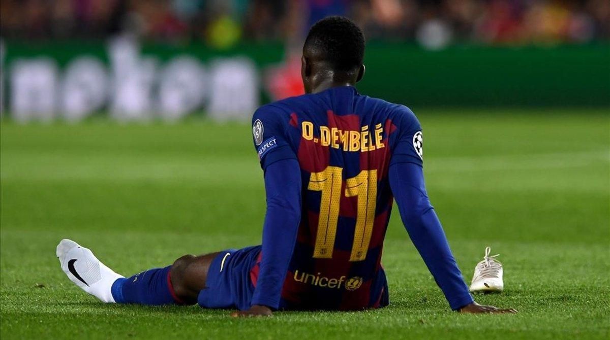 Ousmane Dembélé, roto durante el partido de Champions frente al Borussia Dortmund, el 27 de noviembre. Ousmane Dembélé, roto durante el partido de Champions frente al Borussia Dortmund, el 27 de noviembre.