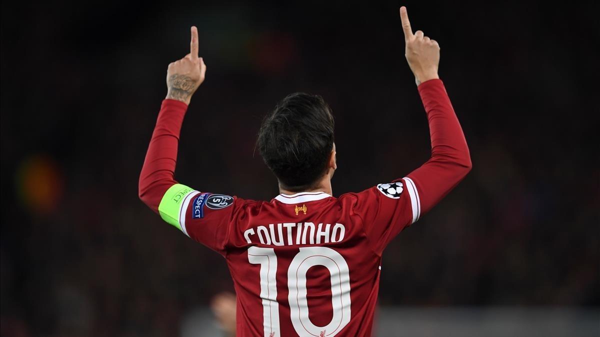Coutinho, en un partido con el Liverpool. Coutinho, en un partido con el Liverpool.
