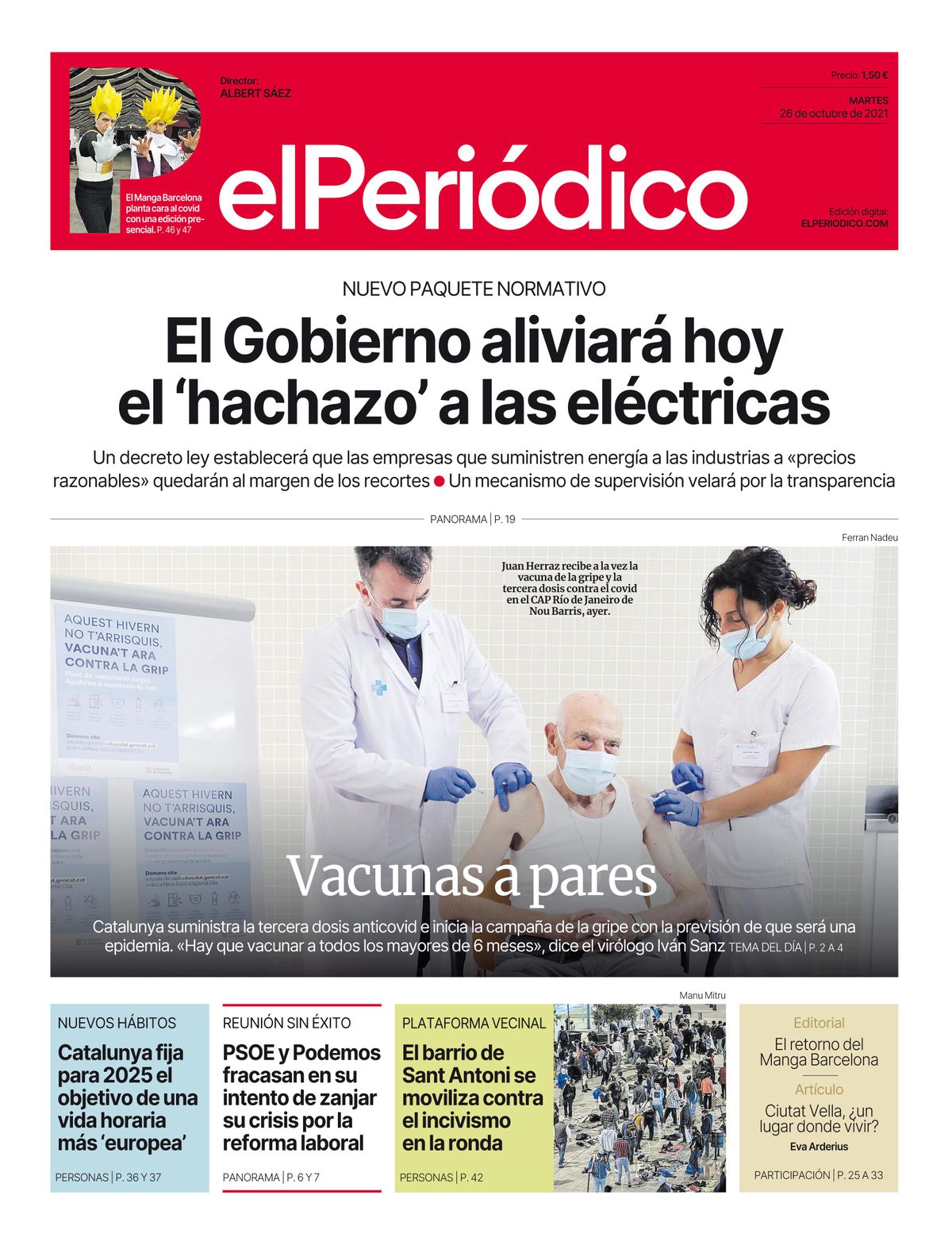La portada de EL PERIÓDICO del 26 de octubre de 2021 La portada de EL PERIÓDICO del 26 de octubre de 2021