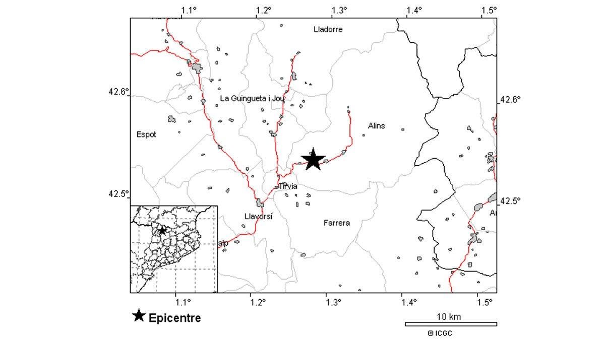 Epicentro del temblor en el Pallars Sobirà. Epicentro del temblor en el Pallars Sobirà.
