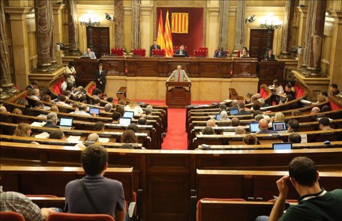Intervención del ’president’ de la Generalitat, Quim Torra, en el Parlament.