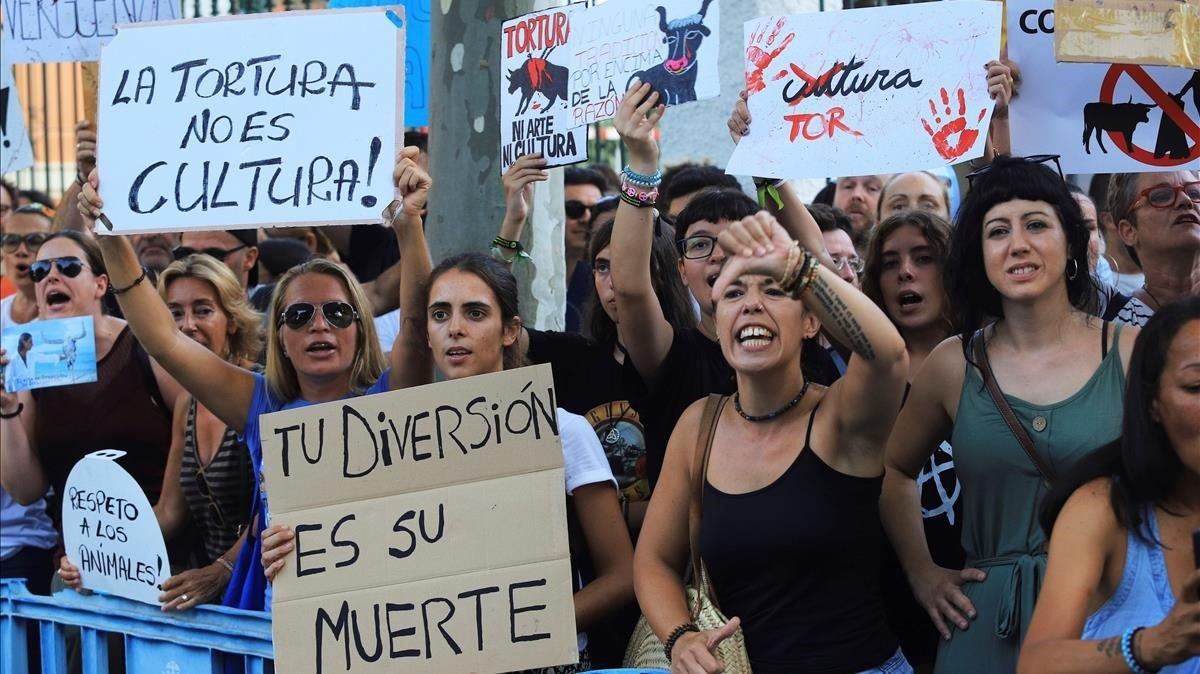 La manifestación antitaurina de Palma.