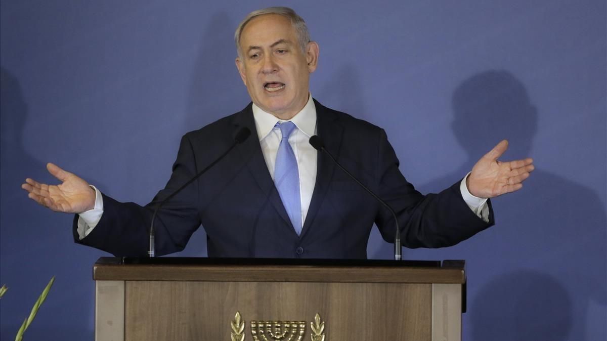 Netanyahu, durante su discurso en una conferencia de organizaciones judías de EEUU, celebrada en Jerusalén, el pasado miércoles, 21 de febrero. Netanyahu, durante su discurso en una conferencia de organizaciones judías de EEUU, celebrada en Jerusalén, el pasado miércoles, 21 de febrero.