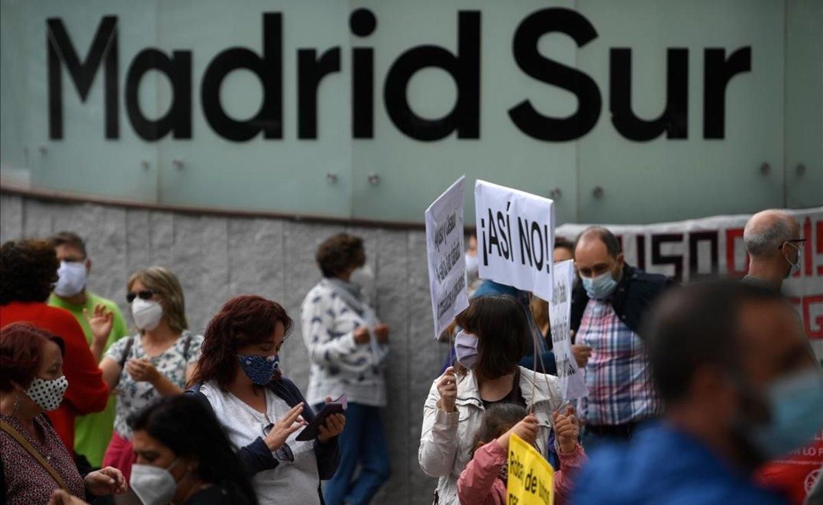 Una de las prostestas, junto a la terminal de autobuses de Madrid Sur. Una de las prostestas, junto a la terminal de autobuses de Madrid Sur.