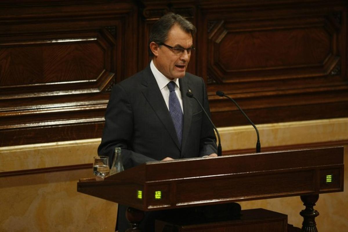 El ’president’ Artur Mas, durante su intervención en el debate de política general, este martes, en el Parlament.