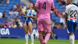 Salvi se lamenta tras errar una ocasión contra el Eldense. 