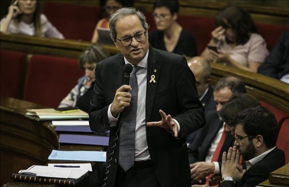 El ’president’ de la Generalitat, Quim Torra, en el Parlament. El ’president’ de la Generalitat, Quim Torra, en el Parlament.