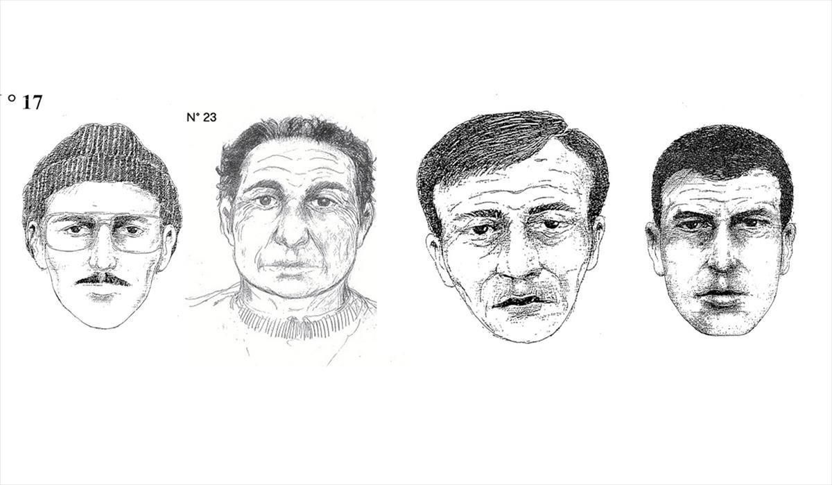 Retratos robot de los sospechosos de los crímenes de Brabante, en Bélgica. Retratos robot de los sospechosos de los crímenes de Brabante, en Bélgica.