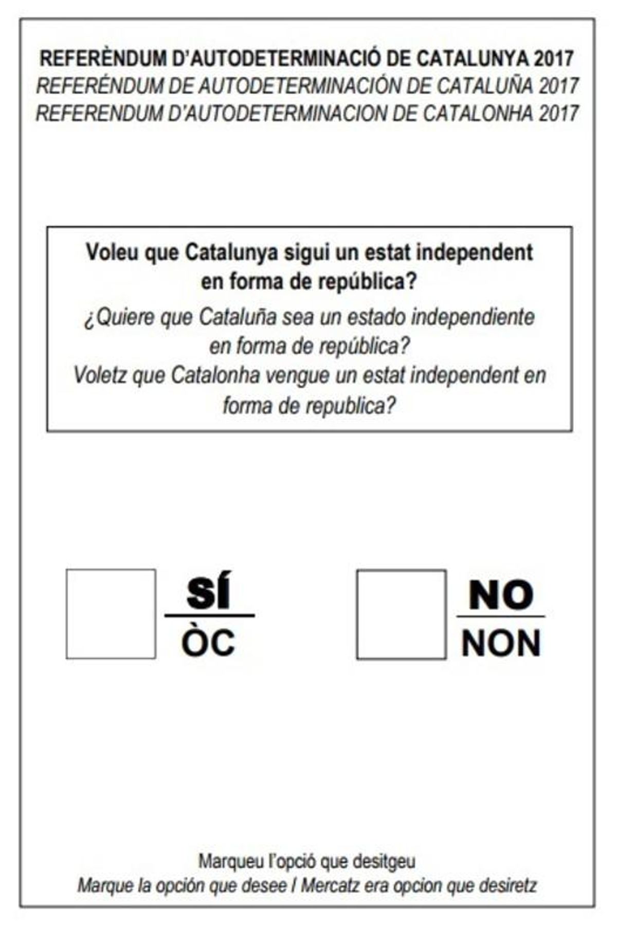 Papeleta del referéndum. Papeleta del referéndum.