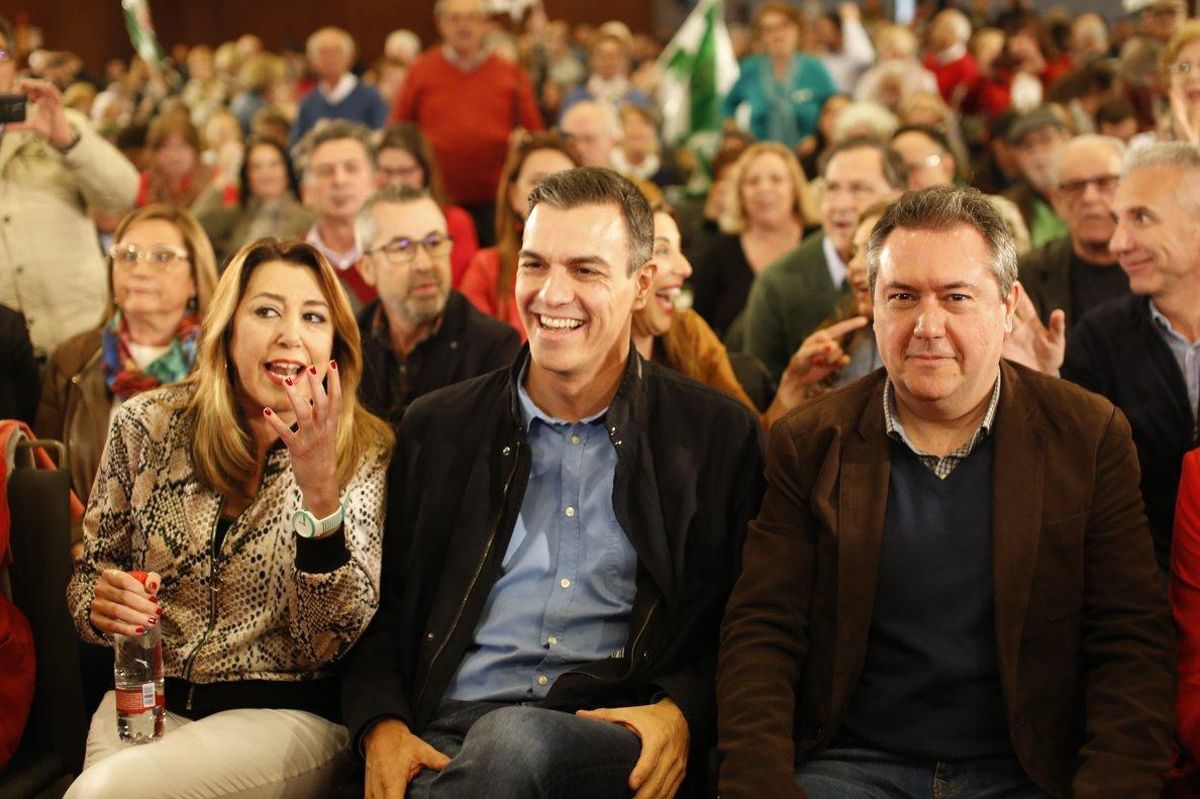 Susana Diaz, Pedro Sánchez y Juan Espadas. Susana Diaz, Pedro Sánchez y Juan Espadas.